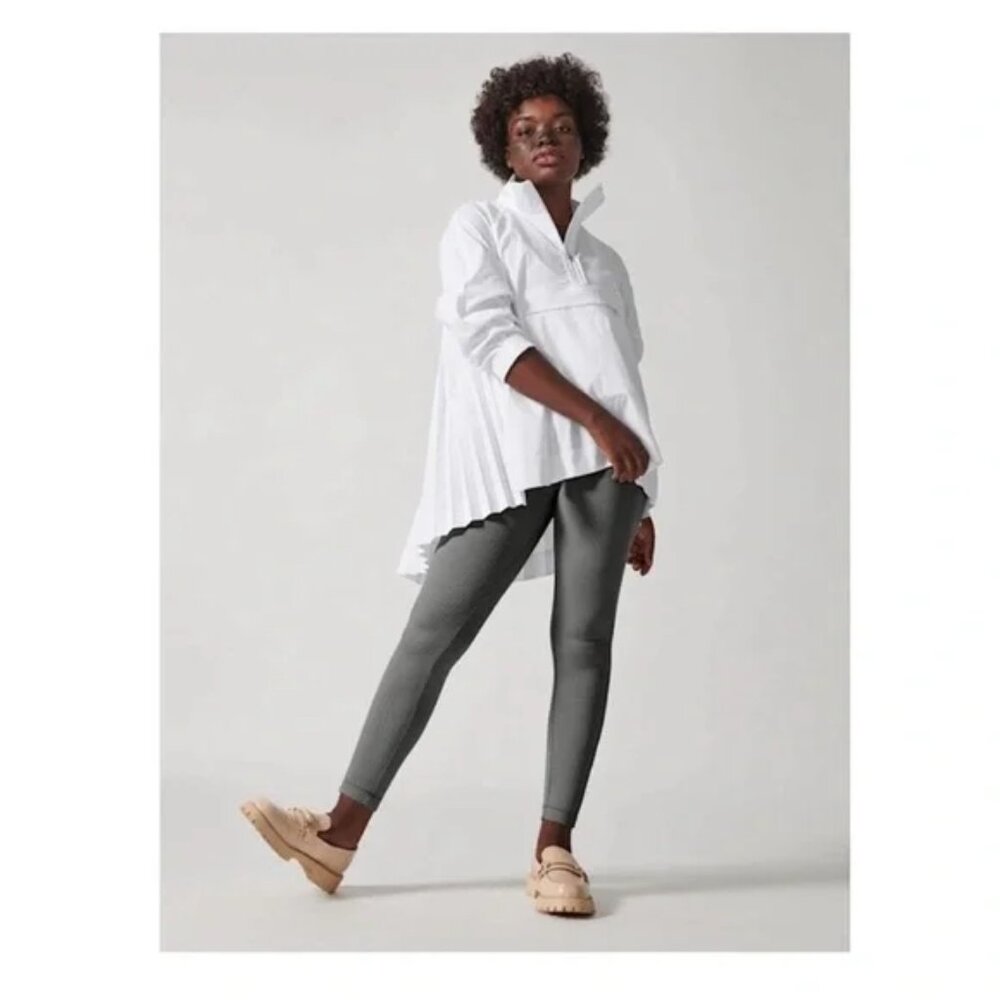 Athleta Sojourn Pleated Pullover Top Oversize Crisp White | Size Small